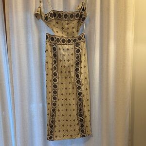 Zara Beige and Black Cut Out Dress